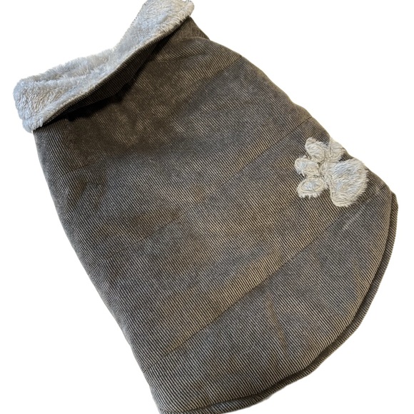 Other - Gray Corduroy Dog Coat with Fleece Lining | Small | Cozy Winter Jacket
